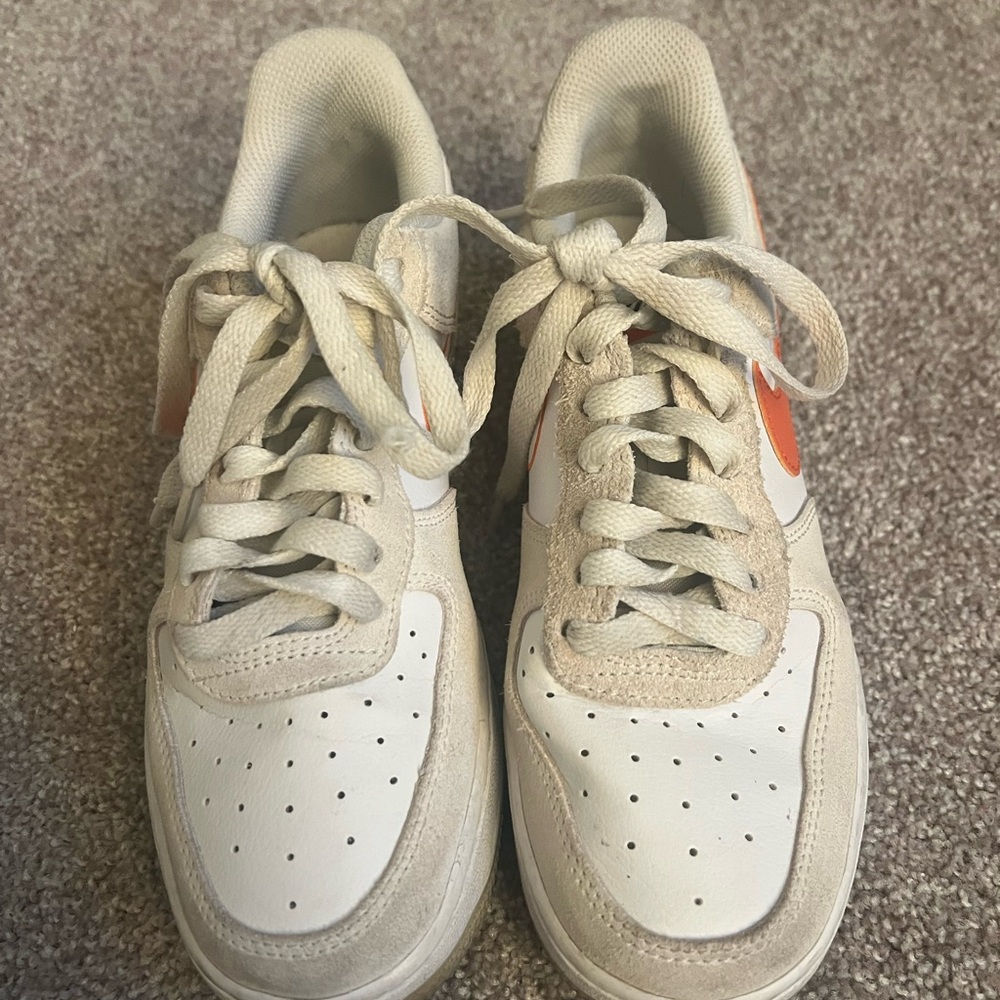 Nike Air Force 1 ‘07 SE white  and Orange Athletic Shoes